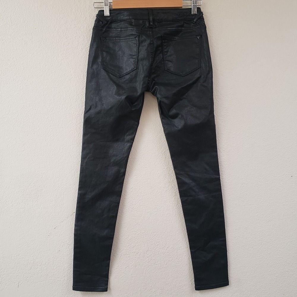 Vigoss Shiny Black The Jagger Moto‎ Pants Skinny Zippers Womens Size 25 Mid rise - Picture 3 of 8